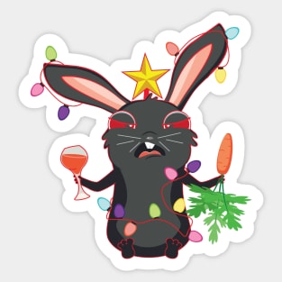 Black bunny with Christmas garland Sticker